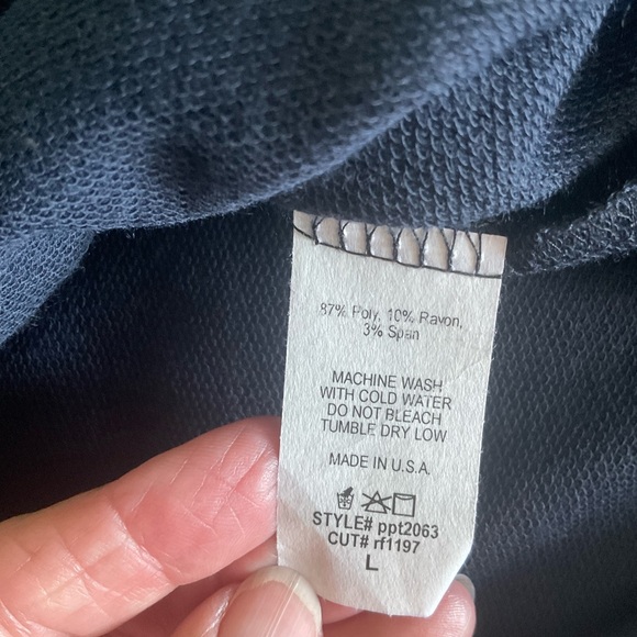 Perfect Peach - Long Sleeve French Terry top with kangaroo pocket - Navy - Picture 10 of 10